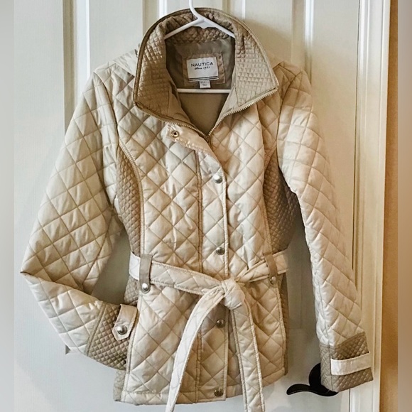Nautica Jackets & Blazers - Nautica Women's Quilted Tan Jacket size Medium lightweight CREAMY TAN NEUTRAL